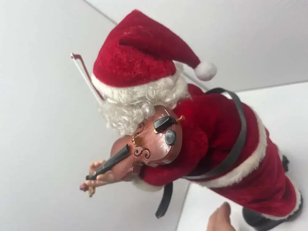(UnTested )Vintage 12-inch Animated Santa Claus Playing Violin Figure